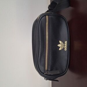 Adidas Black Gold Monogram Women Belt Bag Fanny Pack Crossbody Leather NWOT